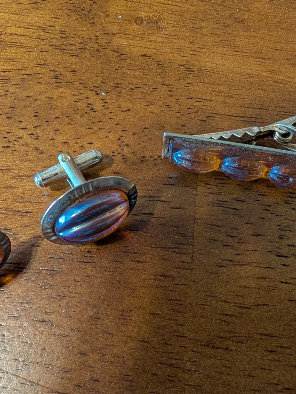 Classic Amber-Tone Cufflinks and Tie Bar Set - Men's Accessories